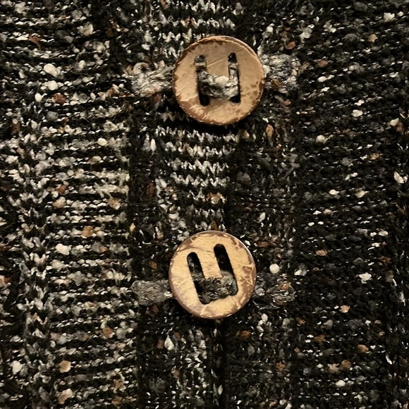 BCBG Boucle Multicolored Reverse Knit Two Button Long Cardigan Sweater Size L - Picture 3 of 7